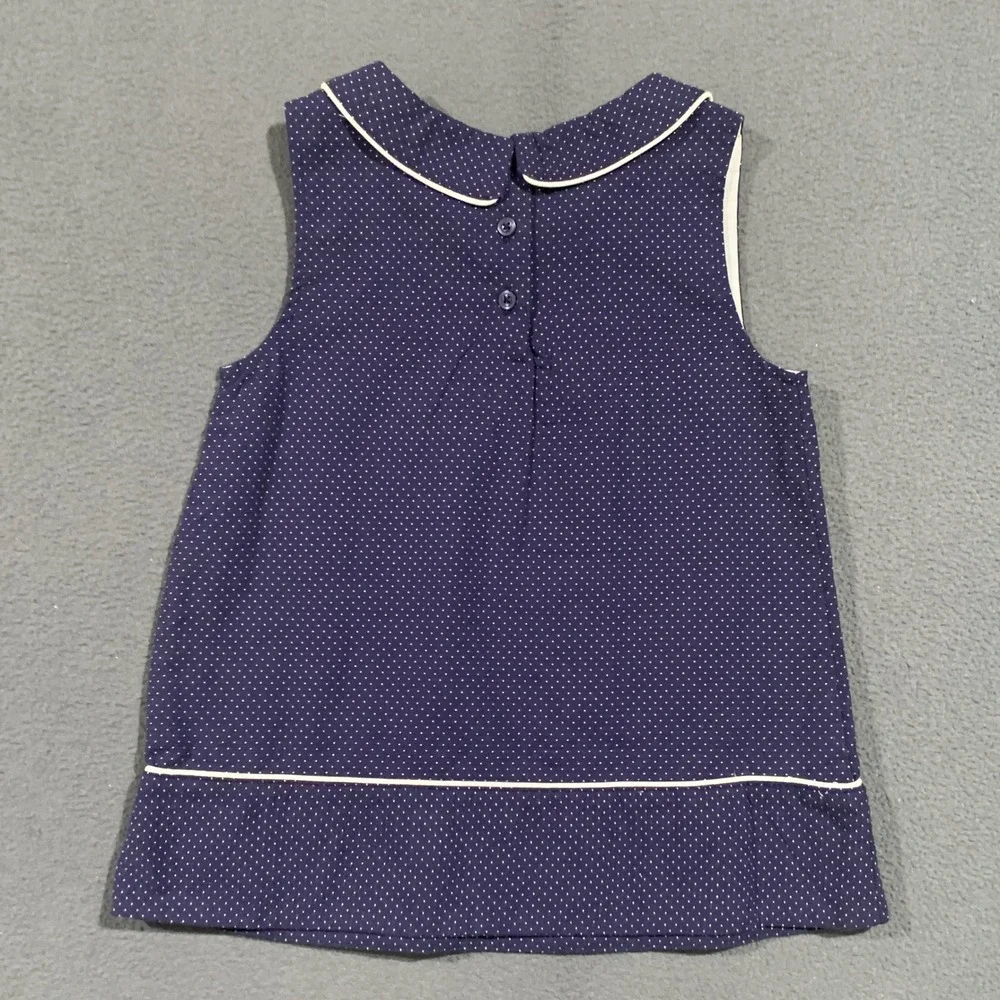 Gymboree Girls Navy Blue Polka Dot Peter Pan Collar Tunic Tank Top Size 6 Cotton